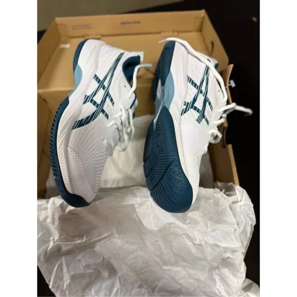 New Asics Gel Game 9 GS Court Shoes Sneakers 3.5 White Restful Teal