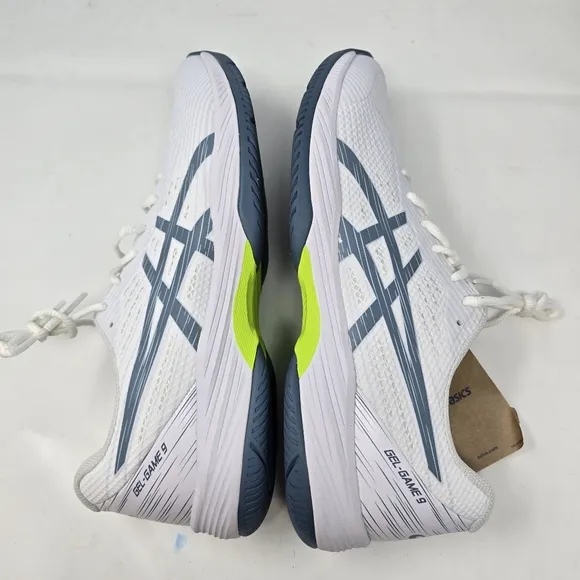 New Asics Gel-Game 9 Men’s Size 12 Tennis Shoes White/Steel Blue 1041A337-101.