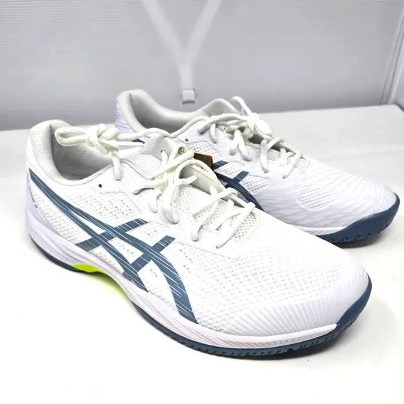 New Asics Gel-Game 9 Men’s Size 12 Tennis Shoes White/Steel Blue 1041A337-101.