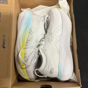 New Asics Gel Nimbus 25 White Pure Silver Running Shoes Sneakers 5.5