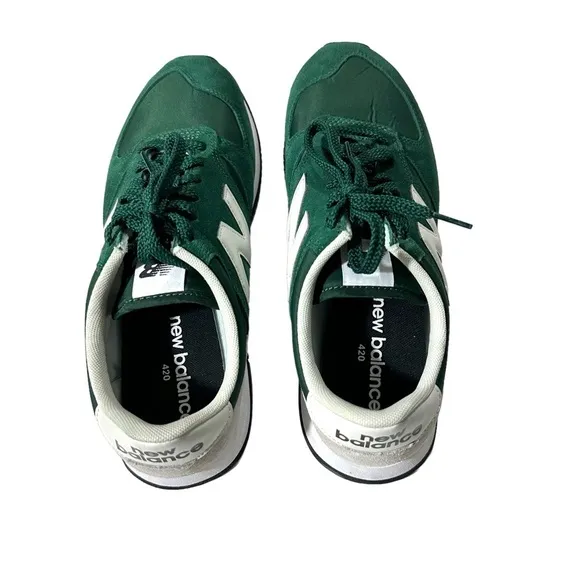 New Balance 420 Mens Green &amp; Grey Suede Lace Up Tennis Shoes Sz 11.5M UL420CB2