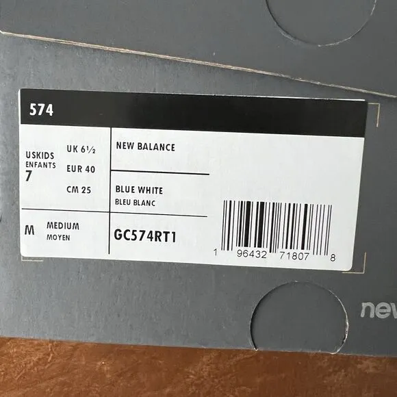 New Balance 574 Classic Sneakers Shoes Suede White Royal Blue Men's 7 Womens 8.5