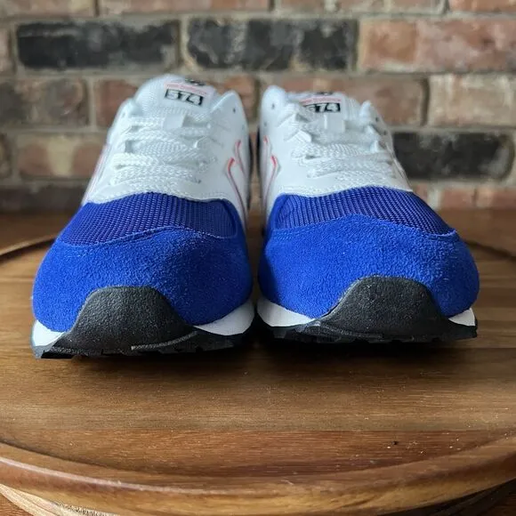 New Balance 574 Classic Sneakers Shoes Suede White Royal Blue Men's 7 Womens 8.5