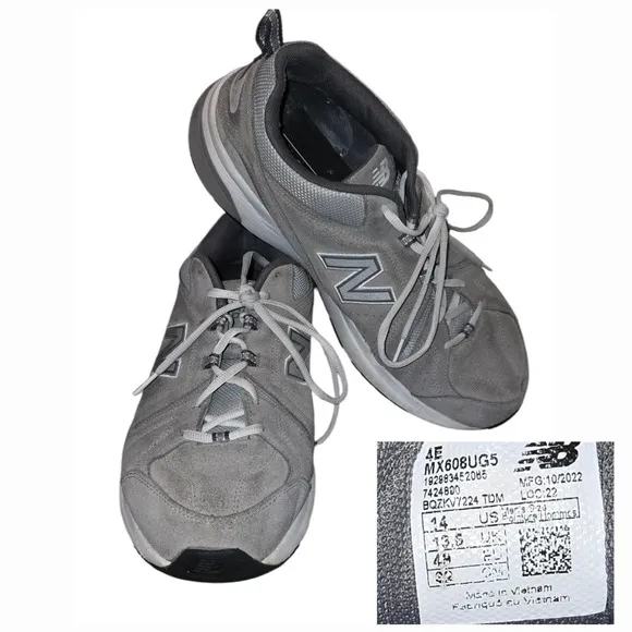 New Balance 608 Gray Suede Leather Comfort Sneakers Men's Size 14 4E EU 48 Wide