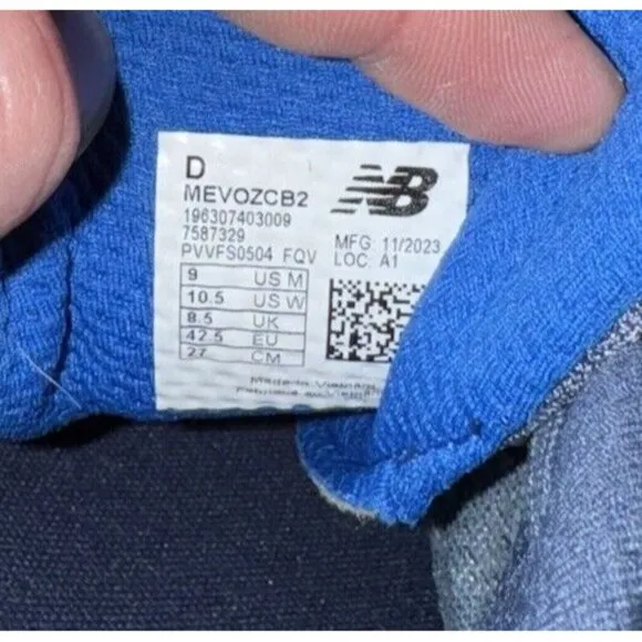 New Balance Fresh Foam Evoz v2 Mens Athletic Running Shoes Size 9 Blue Gray