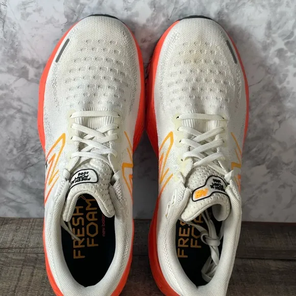 New Balance Fresh Foam X 1080 V12 Mens White Orange Running Shoes Sz 11D