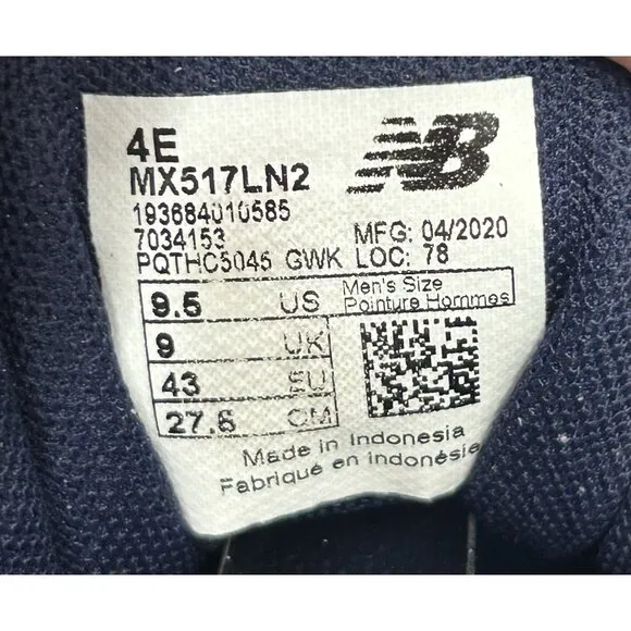 New Balance Mens 517 V2 MX517LN2 Navy Athletic Running Shoes Sneaker Size 9.5 4E