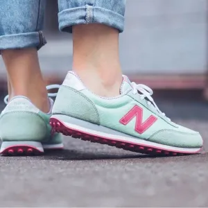 New Balance Sea-foam Green And Flamingo Pink Tennis Shoes