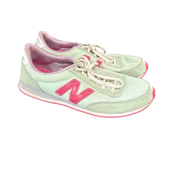 New Balance Sea-foam Green And Flamingo Pink Tennis Shoes