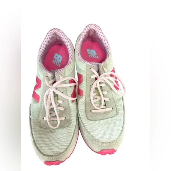 New Balance Sea-foam Green And Flamingo Pink Tennis Shoes