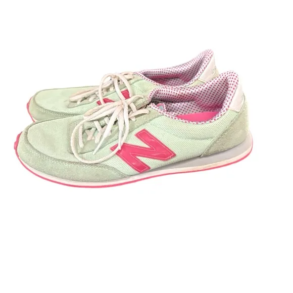 New Balance Sea-foam Green And Flamingo Pink Tennis Shoes