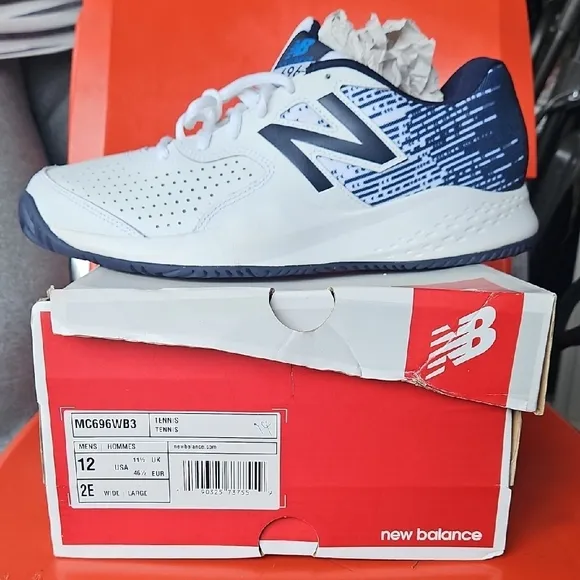 New Balance White and Blue Athletic Shoes with Gradient Design