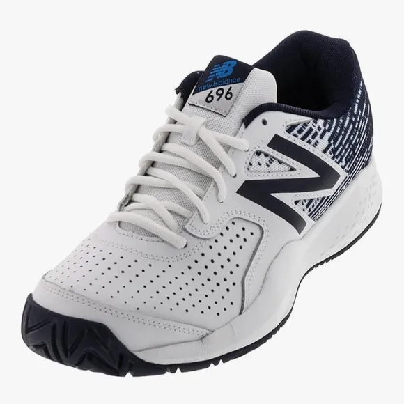 New Balance White and Blue Athletic Shoes with Gradient Design