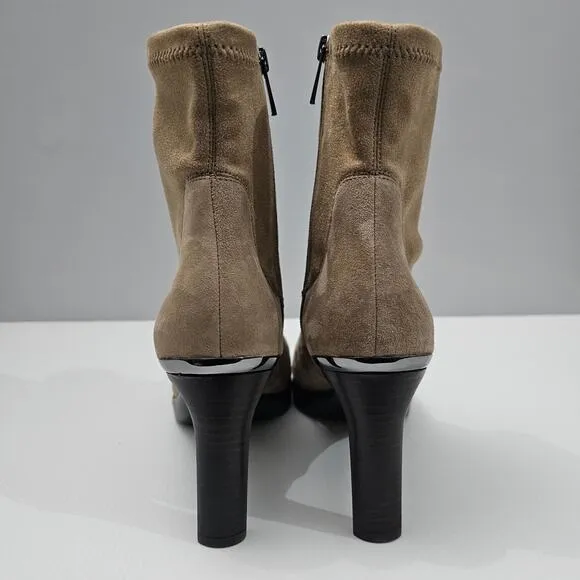 NEW Donald Pliner Italia Ankle Bootie Stiletto Biscotti Tan Suede Size 10