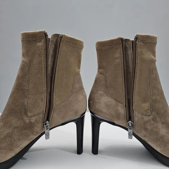 NEW Donald Pliner Italia Ankle Bootie Stiletto Biscotti Tan Suede Size 10