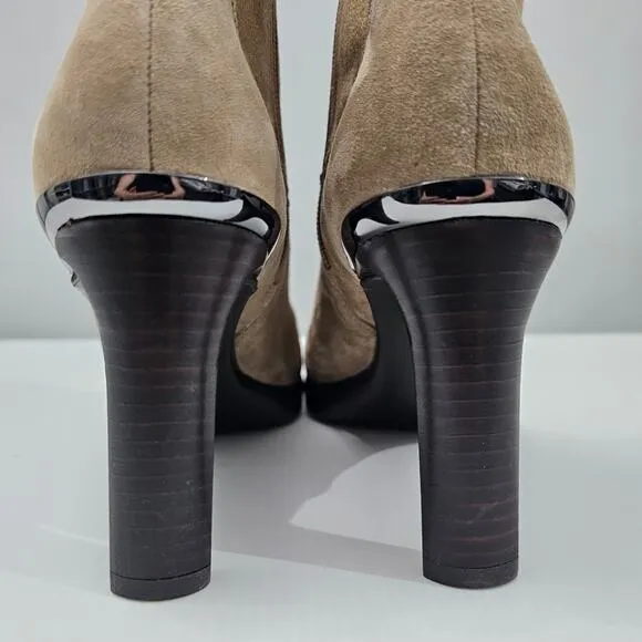 NEW Donald Pliner Italia Ankle Bootie Stiletto Biscotti Tan Suede Size 10