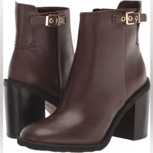 NEW! Franco Sarto Umber Dark Brown Leather Rivet Ankle Bootie - Size 6