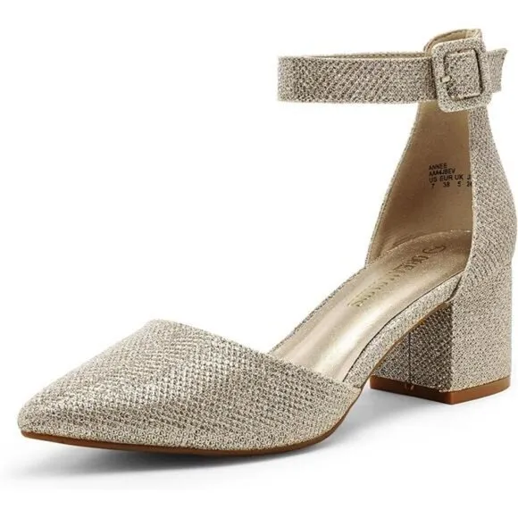 New In Box Womens Pointed Toe Low Chunky Heels Pump Shoes