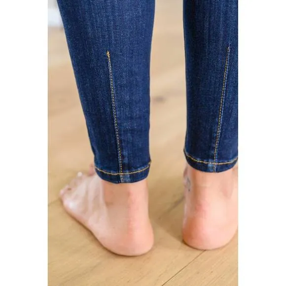 NEW JUDY BLUE back yoke skinny jeans with phone pocket in blue