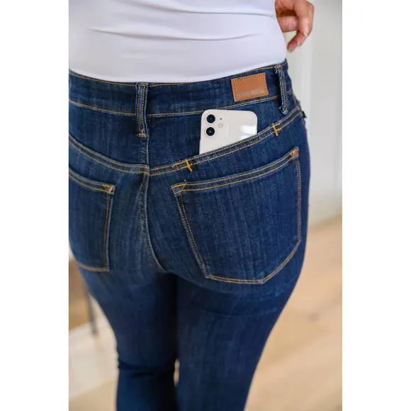 NEW JUDY BLUE back yoke skinny jeans with phone pocket in blue