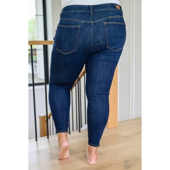 NEW JUDY BLUE back yoke skinny jeans with phone pocket in blue