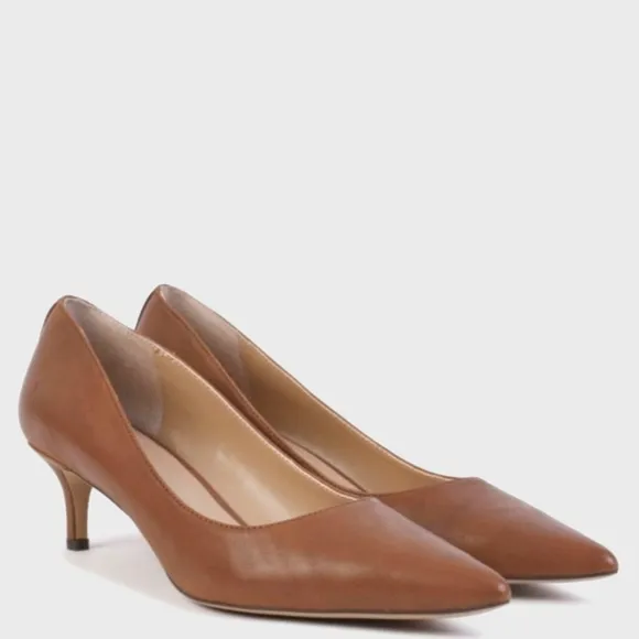 NEW Lauren Ralph Lauren | Adrienne Brown Leather Kitten Heel