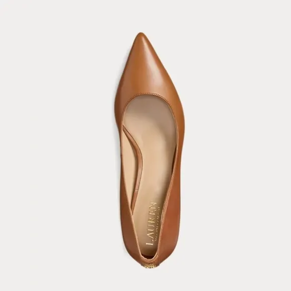 NEW Lauren Ralph Lauren | Adrienne Brown Leather Kitten Heel