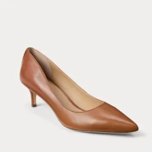NEW Lauren Ralph Lauren | Adrienne Brown Leather Kitten Heel