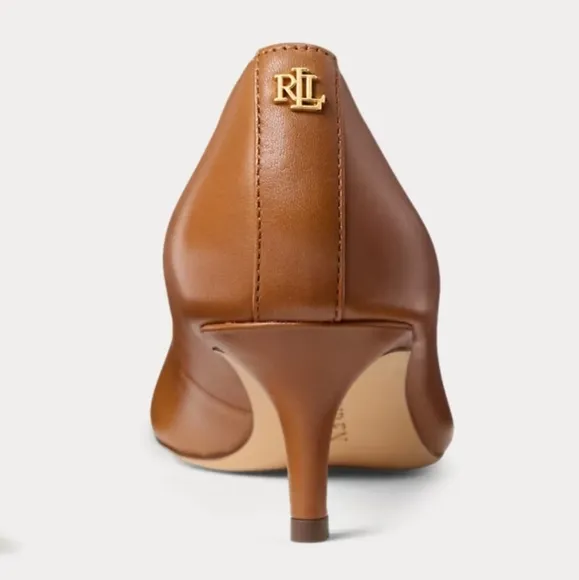 NEW Lauren Ralph Lauren | Adrienne Brown Leather Kitten Heel