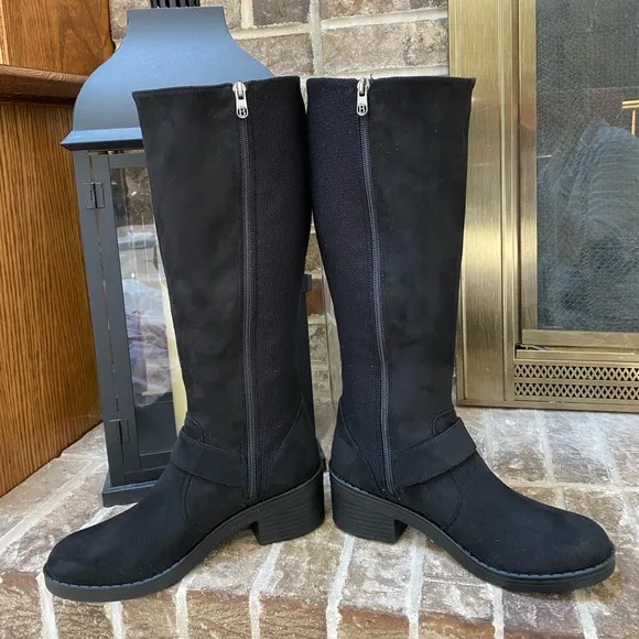 NEW LIFE STRIDE Black Knee-High Boots Suede Look Size 7