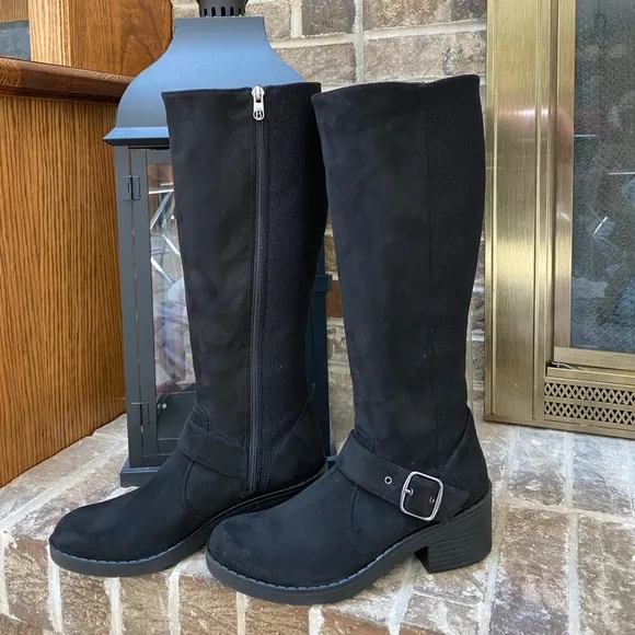 NEW LIFE STRIDE Black Knee-High Boots Suede Look Size 7