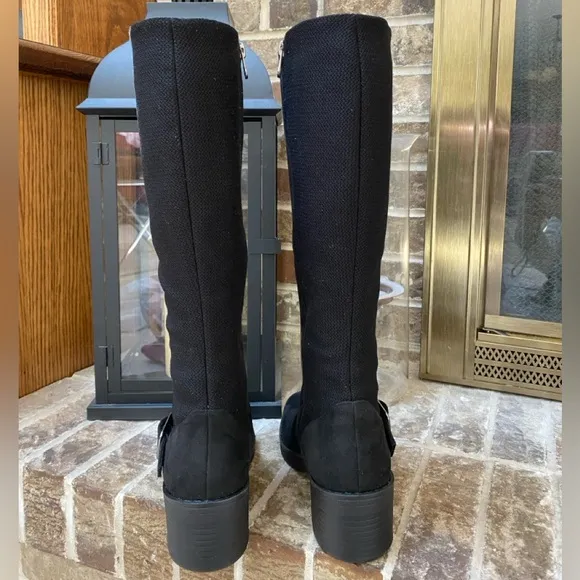 NEW LIFE STRIDE Black Knee-High Boots Suede Look Size 7