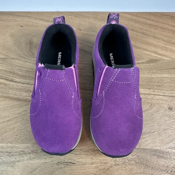 New Little Kids Merrell Jungle Moc Purple Leather Comfort Shoes Sneakers Sz 11 C
