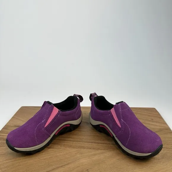 New Little Kids Merrell Jungle Moc Purple Leather Comfort Shoes Sneakers Sz 11 C