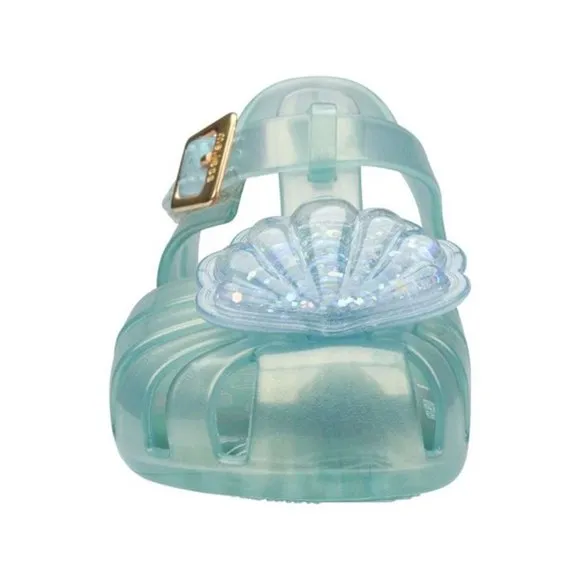 NEW MINI MELISSA Kid Aranha Green Pearlescent Seashell Fisherman Closed Toe