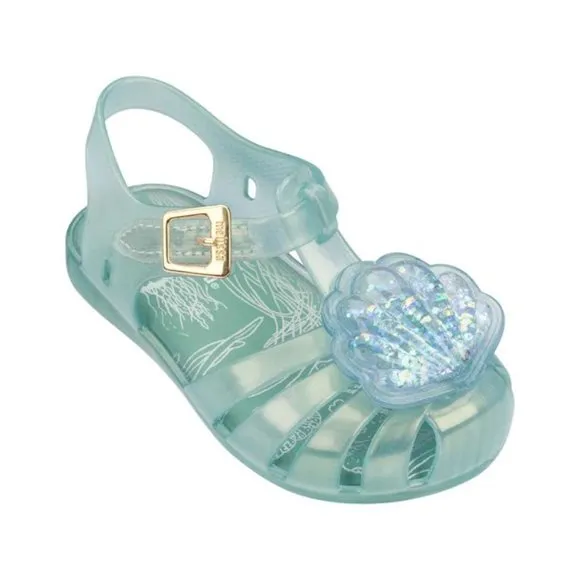 NEW MINI MELISSA Kid Aranha Green Pearlescent Seashell Fisherman Closed Toe