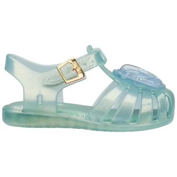NEW MINI MELISSA Kid Aranha Green Pearlescent Seashell Fisherman Closed Toe