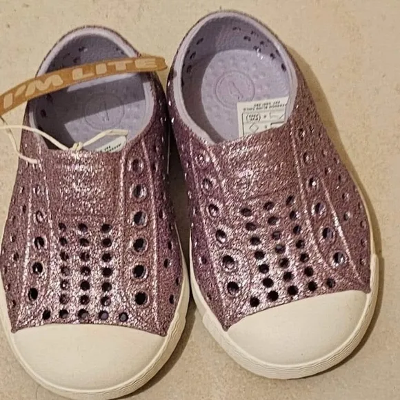 New Native Shoes glitter Metallic Purple Slip-Ons