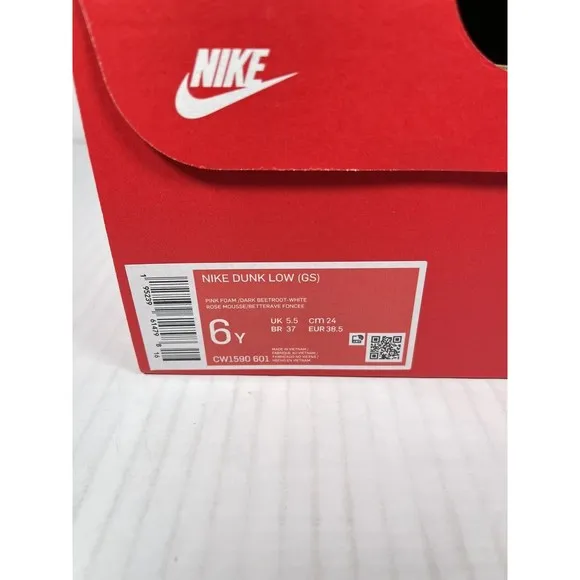 NEW Nike Dunk Low Pink Foam Red White GS CW1590-601