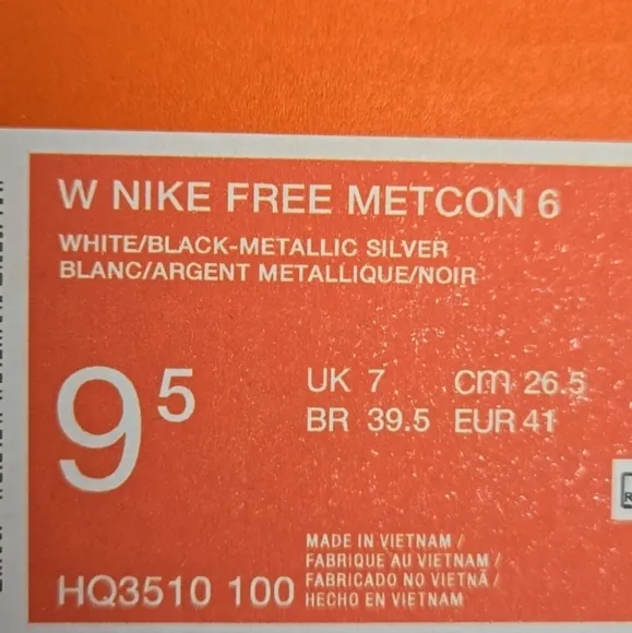 New Nike Free Metcon 6 'White Silver Black' Women's Workout Shoes Size 9.5