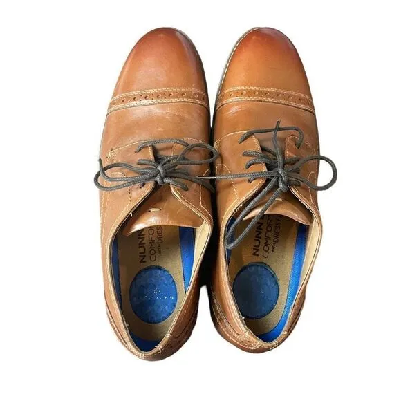 New Nunn Bush Men's Cognac Fifth Ward Flex Cap Toe Oxford Shoes Size 8M
