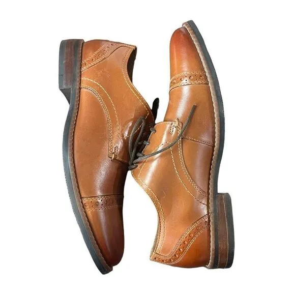 New Nunn Bush Men's Cognac Fifth Ward Flex Cap Toe Oxford Shoes Size 8M