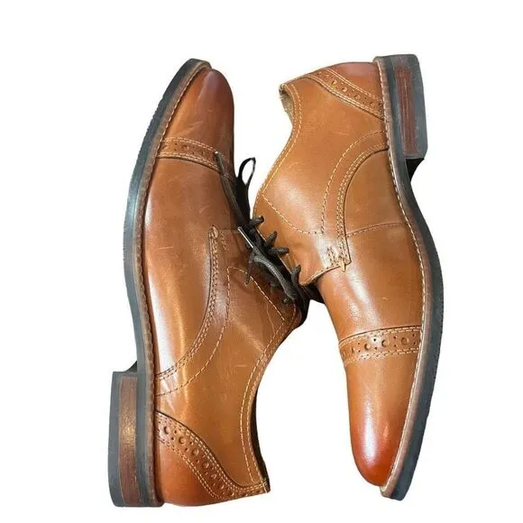 New Nunn Bush Men's Cognac Fifth Ward Flex Cap Toe Oxford Shoes Size 8M