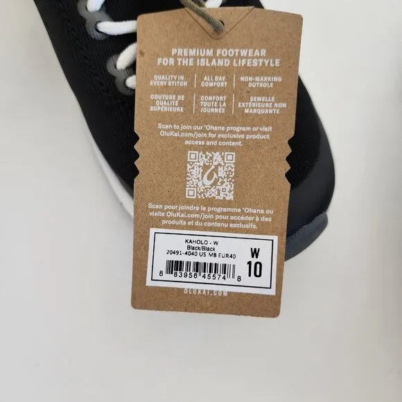 NEW Olukai KAHOLO Sneaker Black Tennis Shoes Womens 10
