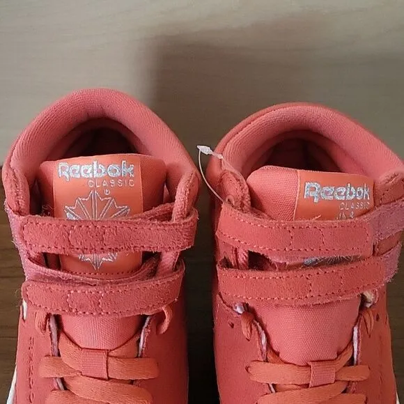 NEW Reebok Women’s 6.5 Freestyle Hi Shoes Sneakers Suede Leather Coral Orange