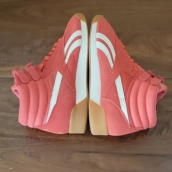 NEW Reebok Women’s 6.5 Freestyle Hi Shoes Sneakers Suede Leather Coral Orange