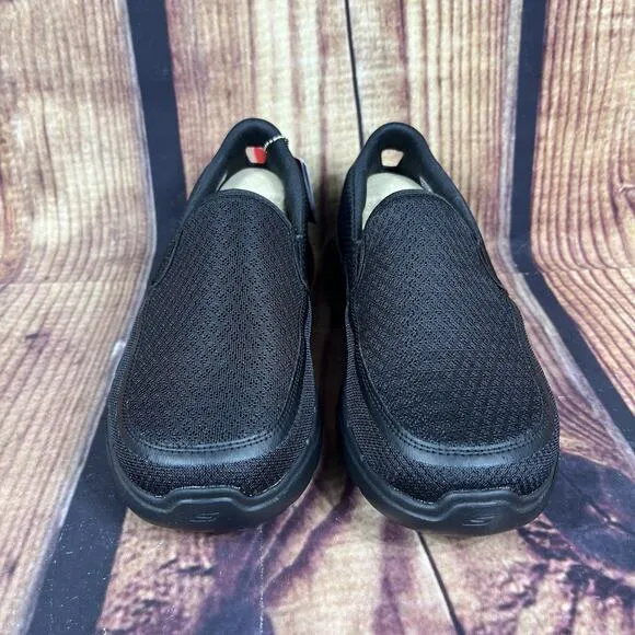 NEW Skechers Go Walk 6 Sneaker Shoes Mens 7 XW Womens 9 XW Triple Black Wide Box
