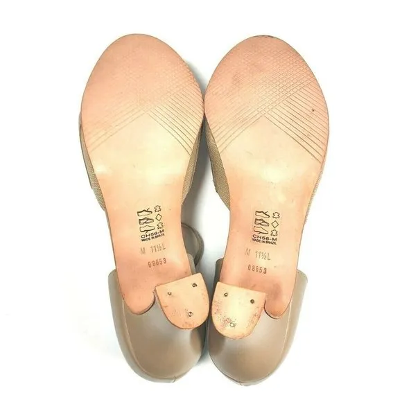 NEW So Danca Women's 11.5 M T-Strap 3&quot; Heel Leather Beige Character Dance Shoes
