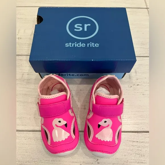 New Stride Rite Pink Flamingo Splash Sandals Toddler Girl Size 5 BNIB NWT