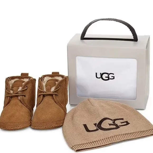 New UGGKids' Neumel and UGG Beanie Crib Shoe Gift Set (Infant) 2/3 6-12 …